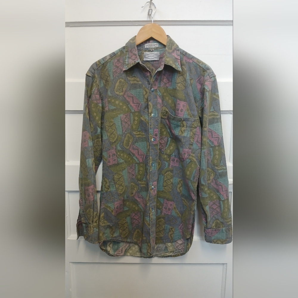 Vintage Style Men's Patterned Button Down Shirt